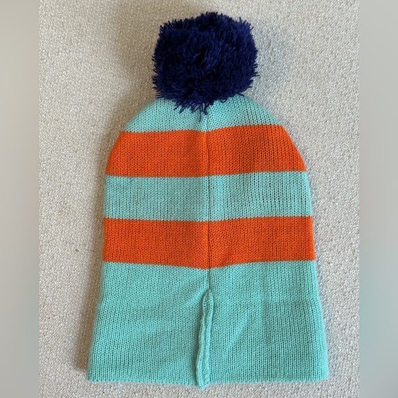 {Indikidual} Knitted stripe balaclava hat with funny eye holes and pom Pom - Picture 9 of 14